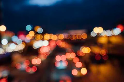 Defocused Lights At Traffic Stock Photos