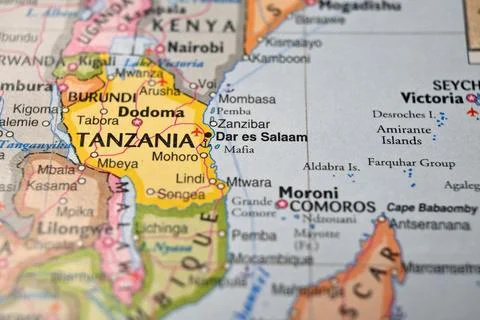 Defocused Map Background Highlighting Mafia Geography and Travel Concept Stock-Fotos