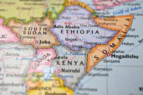 Defocused Map Background Highlighting Negele Geography and Travel Concept Stock-Fotos