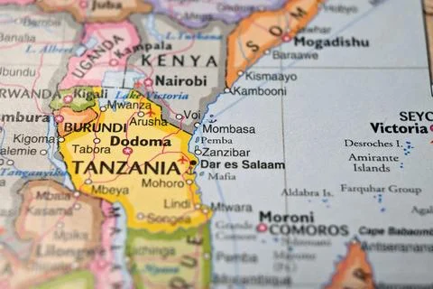 Defocused Map Background Highlighting Zanzibar Geography and Travel Concept Fotos de archivo
