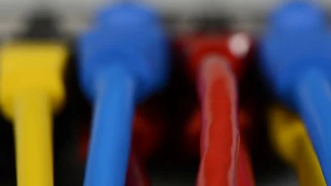Defocused network switch Stock Footage 74350597