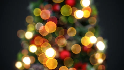 Defocused New Year Tree Lights Blinking Seamless on Black Background. Looped 3d Stock Footage 97590020