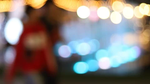 Defocused Night Bokeh background. blurred Christmas lights bokeh. 4k. Stock Footage 122564306