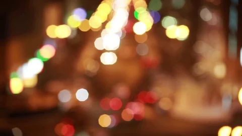 Defocused night traffic lights. Abstract Christmas background Stock Footage 82441941