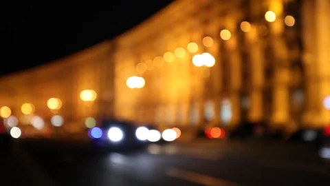 Defocused night traffic lights abstract background Stock Footage 87644710