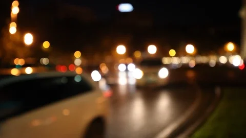 Defocused night traffic lights abstract background Stock Footage 87649205