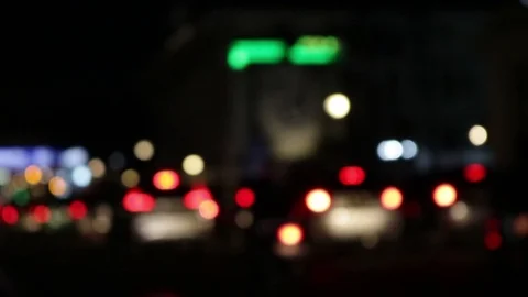 Defocused night traffic lights, bokeh effects of vehicle Stock Footage 92159548