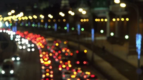 Defocused night traffic lights Stock Footage 70111134