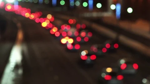 Defocused night traffic lights Stock Footage 70111160