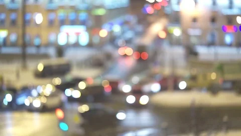 Defocused night traffic lights - Saint-Petersburg street - abstract background Video stock 70177885