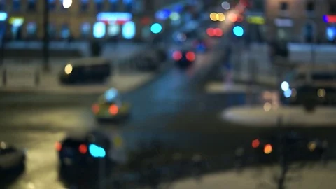 Defocused night traffic lights - Saint-Petersburg street - abstract background Video stock 70179205