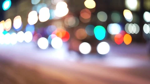 Defocused night traffic lights - Saint-Petersburg street - abstract background Video stock 70335532