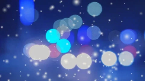 Defocused night traffic lights, snowfall Stock Footage 102243257