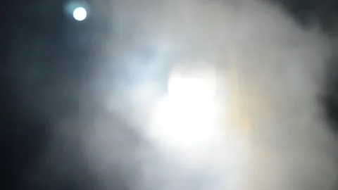 .defocused . Not focus. White smoke that fully frames the dark night atmosphere. Stock Footage 296930039