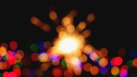Defocused or blurred round lights, circles and sparkles Stock Footage 96837578