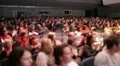 Defocused people applaud after the premiere. HD Footage