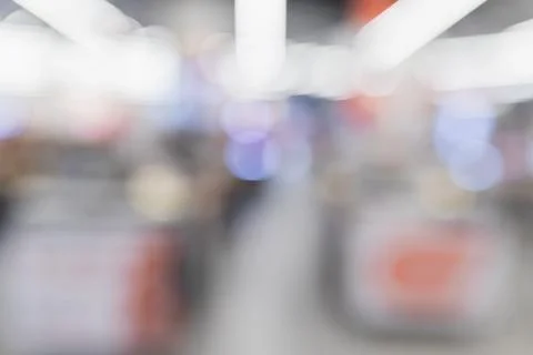 Defocused photo background from the interior of real large retail Stock Photos