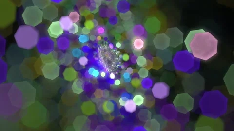 Defocused shimmering abstract colored hexagonic particles. 3D rendering Video stock 153624391