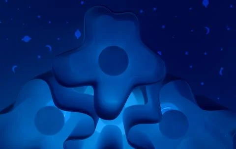 Defocused Stars and Planets Pattern Behind Blue Abstract Lines Stock Illustration