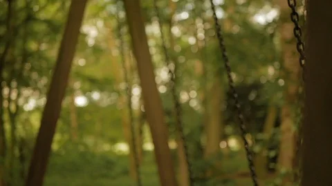 Defocused Swing chains swing slowly from side to side. Stock Footage 112251377