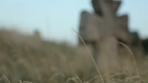 Defocused Tomb With A Cross Stock Footage 67279726