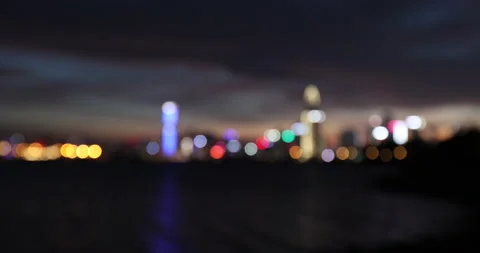 Defocused traffic car light at night Stock Footage 159932243