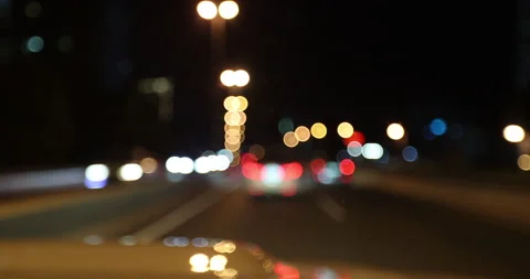 Defocused traffic car light at night Stock Footage 160594063