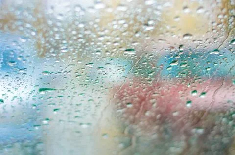 Defocused traffic view from windscreen in rain Stock Photos