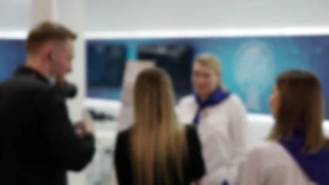 Defocused video of journalists at work. Stock Footage 153659299