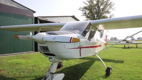 Defocused video of a small airplane Stock Footage 69246005
