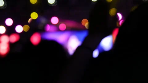 Defocused view of The audience cheered, rock music, pop music Stock Footage 195933182