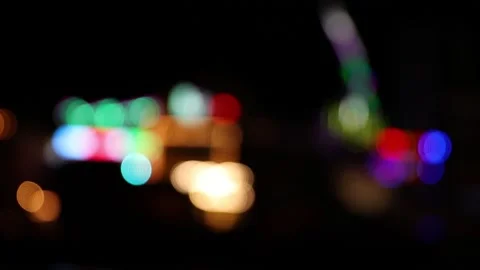 Defocused view of carnival fairground during the night Stock Footage 154649156