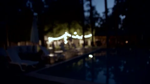 Defocused view of great wedding party with silhouettes. Stock Footage 166745582