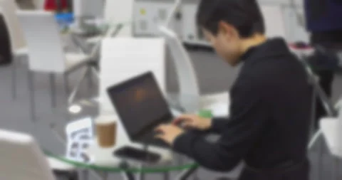 Defocused view of a man typing during a presentation Stock Footage 302276637