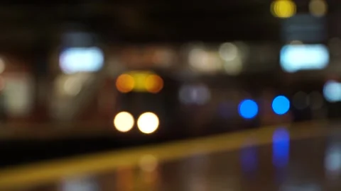Defocused view of a metro slowing down Video stock 205046291