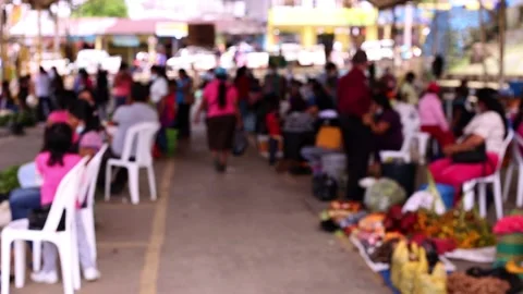 A defocused view of an unrecognisable crowd of people with face masks Stock Footage 153720509