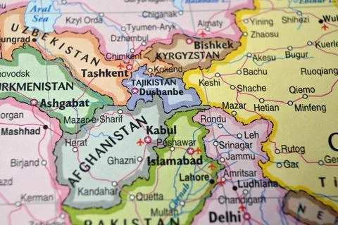 Defocused World Map Background Showing Kabul Location Top View Geography an.. Foto stock