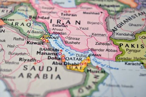 Defocused World Map Background Showing Bushehr Location Top View Geography .. Stock-Fotos