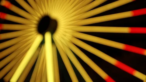 Defocused yellow and red light show on a ferris wheel Stock Footage 122512319