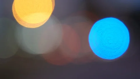 Defocused yellow circles light effects, abstract blurred motion boche background Stock Footage 93401825