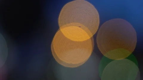 Defocused yellow circles light effects, abstract blurred motion boche background Stock Footage 93402177