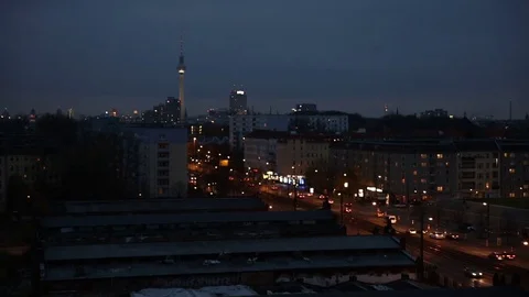 Defocusing shot of Berlin lights Stock Footage 77503196