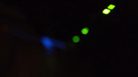 Defocussed concept shot shot of blinking blue and green LED lights Stock Footage 111720517