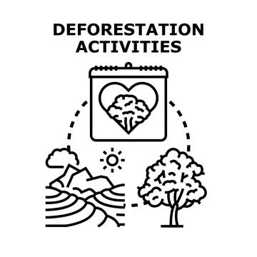 Deforestation activities concept vector illustration Stock Illustration