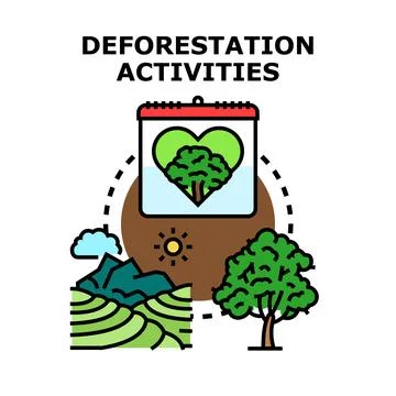 Deforestation activities concept vector illustration Stock Illustration
