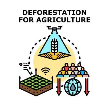 Deforestation for agriculture causing environmental decline illustration Stock Illustration