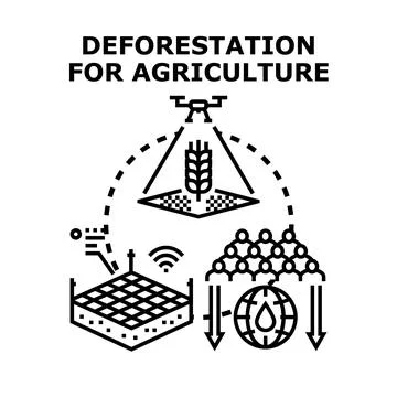 Deforestation for agriculture causing environmental decline illustration Stock Illustration