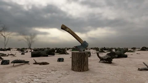 Deforestation and dead tree imbalance lead to desert environment destruction Stock Footage 301574560