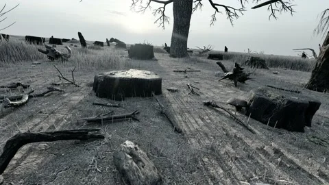 Deforestation and vegetation damage desertification landscape Stock Footage 172140908