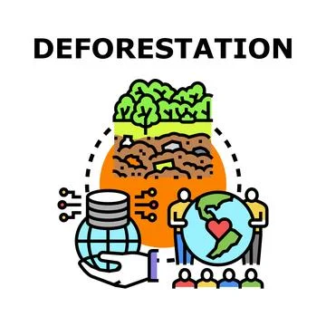 Deforestation concept with global data and environmental concern 스톡 일러스트